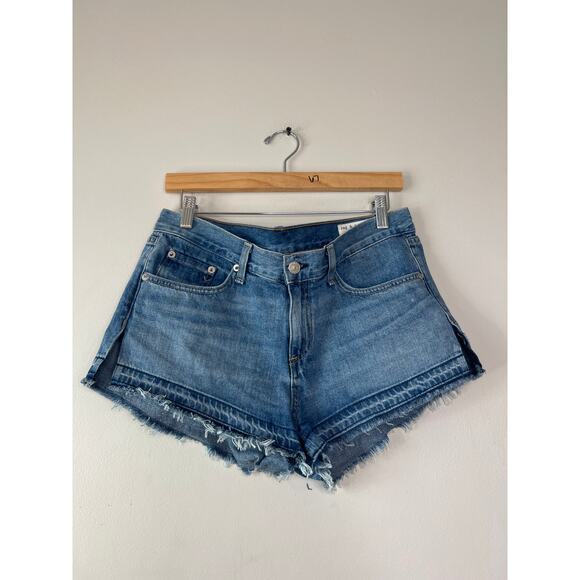 NEW Rag & Bone Tully Cut Off Frayed Hem Button Zip Jean Denim Shorts Blue - Picture 2 of 8